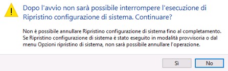 Ripristino configurazione di sistema