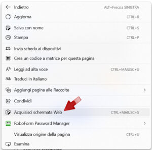 Acquisisci schermata web